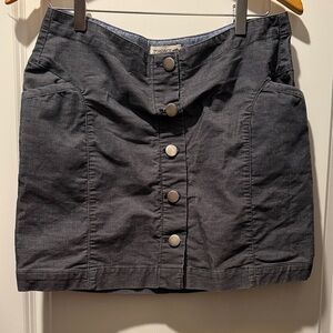 Toad & Co Charcoal light courderoy Button-Front Mini Skirt